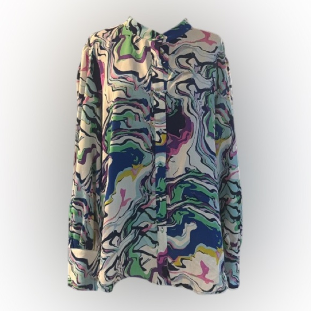 KIRUNDO Multicolor Abstract Shirt Front Button Women’s Size XXL Like New. - Picture 4 of 7